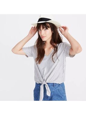 Madewell Novel Tie-Front Top in Stripe